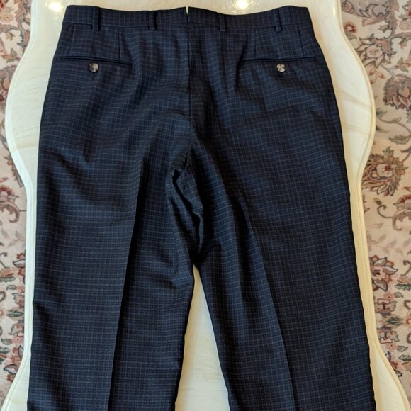 NWOT Isaia Napoli Blue Black Check 3-Piece Suit Vest Notch Lapel EU52R US42R - Picture 14 of 15